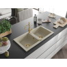 Mexen Mario granitspüle 2-becken mit küchenarmatur Carla, beige - 6504-69-670700-50