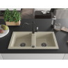 Mexen Mario Granitspüle 2-Becken mit Küchenarmatur Carla, beige - 6504-69-670700-70