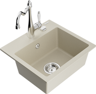 Mexen Milo Granitspüle 1-Becken mit Küchenarmatur Carla, beige - 6505-69-670700-00