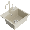 Mexen Milo granit Spülbecken 1-Kammer mit Küchenarmatur Carla, beige - 6505-69-670700-69