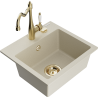 Mexen Milo Granitspüle 1-Kammer mit Küchenarmatur Carla, beige - 6505-69-670700-50
