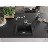 Mexen Milo Granitspüle 1-Becken mit Küchenarmatur Carla, schwarz/silber metallic - 6505-73-670700-00