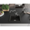 Mexen Milo Granitspüle 1-becken mit Küchenarmatur Carla, Schwarz/Gold Metallic - 6505-75-670700-00