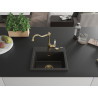 Mexen Milo granitspüle 1-becken mit küchenarmatur Carla, schwarz/gold metallik - 6505-75-670700-50