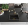 Mexen Milo Granitspüle 1-beckig mit Küchenarmatur Carla, schwarz/gold metallic - 6505-75-670700-50