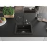 Mexen Milo Granitspüle 1-Becken mit Küchenarmatur Carla, schwarz/gold metallic - 6505-75-670700-70