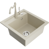 Mexen Vito Granitspüle 1-becken mit Küchenarmatur Carla, beige - 6503-69-670700-69