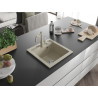 Mexen Vito Granitspüle 1-becken mit Küchenarmatur Carla, beige - 6503-69-670700-69