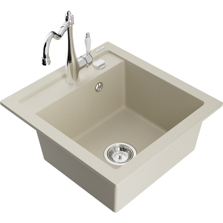Mexen Vito Granitspüle 1-Becken mit Küchenarmatur Carla, beige - 6503-69-670700-00