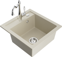 Mexen Vito Granitspüle 1-Becken mit Küchenarmatur Carla, beige - 6503-69-670700-00