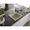 Mexen Vito Granitspüle 1-beckig mit Küchenarmatur Carla, beige - 6503-69-670700-50