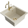 Mexen Vito Granitspüle 1-beckig mit Küchenarmatur Carla, beige - 6503-69-670700-50