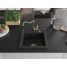 Mexen Vito Granitspüle 1-Becken mit Küchenarmatur Carla, schwarz/silber Metallik - 6503-73-670700-50