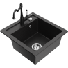 Mexen Vito Granitspüle 1-beckig mit Küchenarmatur Carla, schwarz/silber-metallic - 6503-73-670700-70