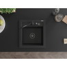Mexen Vito Granitspüle mit 1 Becken und Küchenarmatur Carla, schwarz/silber Metallik - 6503-73-670700-70-B