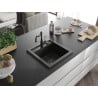 Mexen Vito Granitspüle 1-Becken mit Küchenarmatur Carla, schwarz/gold metallisch - 6503-75-670700-70-B