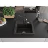 Mexen Vito Granitspüle 1-Becken mit Küchenarmatur Carla, Schwarz/Gold Metallic - 6503-75-670700-70
