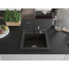 Mexen Vito Granitspüle 1-beckig mit Küchenarmatur Carla, Schwarz/Gold Metallic - 6503-75-670700-70
