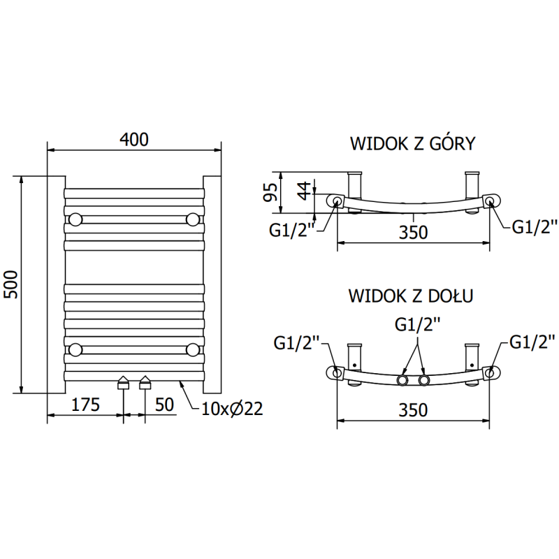 Mexen Ares Badezimmerheizkörper 500 x 400 mm, 179 W, weiß - W102-0500-400-00-20