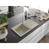 Mexen Pablo Granitspüle 1-Becken mit Abtropffläche und Küchenarmatur Carla, beige - 6510-69-670700-00