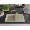 Mexen Pablo Granitspüle 1-Becken mit Abtropffläche und Küchenarmatur Carla, beige - 6510-69-670700-50