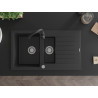 Mexen Matias Granitspüle 1,5-becken mit Abtropffläche und Küchenarmatur Telma, schwarz/silber - 6502-73-670200-70