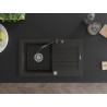 Mexen Pablo granit Spüle mit 1 Becken, Abtropffläche und Küchenarmatur Carla, schwarz/gold metallic - 6510-75-670700-70