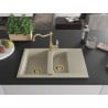Mexen Gaspar Granitspüle 1,5-Kammer mit Abtropffläche und Küchenarmatur Carla, beige - 6507-69-670700-50