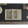Mexen Gaspar Granitspüle 1,5-Kammer mit Abtropffläche und Küchenarmatur Carla, beige - 6507-69-670700-69