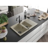 Mexen Gaspar Granitspüle 1,5-beckig mit Abtropffläche und Küchenarmatur Carla, beige - 6507-69-670700-70
