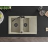 Mexen Gaspar Granitspüle 1,5-beckig mit Abtropffläche und Küchenarmatur Carla, beige - 6507-69-670700-70