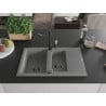 Mexen Gaspar Granitspüle 1,5-Becken mit Abtropffläche und Küchenarmatur Carla, grau - 6507-71-670700-70-B