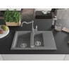 Mexen Gaspar Granitspüle 1,5-fach mit Abtropffläche und Küchenarmatur Carla, grau - 6507-71-670700-71