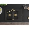 Mexen Gaspar Granitspüle 1,5 Becken mit Abtropffläche und Küchenarmatur Carla, schwarz/gold metallic - 6507-75-670700-50