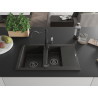 Mexen Gaspar Granitspüle 1,5-beckig mit Abtropffläche und Küchenarmatur Carla Schwarz/Gold Metallic - 6507-75-670700-70-B