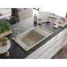 Mexen Elias Granitspüle 1-Becken mit Abtropffläche und Küchenarmatur Carla, beige - 6511-69-670700-00