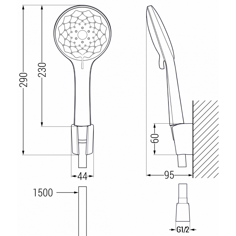 Mexen R-74 punktuelles Duschset, schwarz - 785745052-70