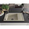 Mexen Elias Granitspüle 1-beckig mit Abtropffläche und Küchenarmatur Carla, beige - 6511-69-670700-70