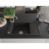 Mexen Elias Granitspüle 1-Becken mit Abtropffläche und Küchenarmatur Carla, schwarz/gold-metallisch - 6511-75-670700-00