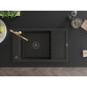 Mexen Elias 1-Komponenten-Granitspüle mit Abtropffläche und Küchenarmatur Carla, schwarz/gold metallisch - 6511-75-670700-50-B