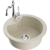 Mexen Diego Granitspüle 1-Kammer mit Küchenarmatur Carla, beige - 6512-69-670700-00