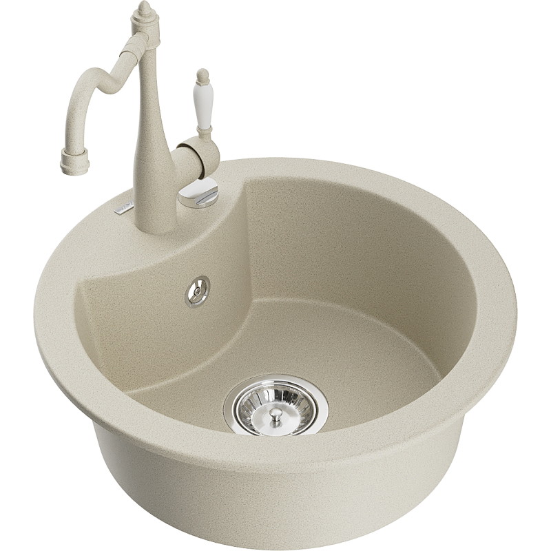 Mexen Diego granitspüle mit 1 Becken mit Küchenarmatur Carla, beige - 6512-69-670700-69
