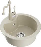 Mexen Diego Granitspüle 1-Becken mit Küchenarmatur Carla, beige - 6512-69-670700-69