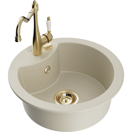 Mexen Diego Granitspüle 1-Becken mit Küchenarmatur Carla, beige - 6512-69-670700-50