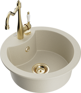 Mexen Diego Granitspüle 1-Becken mit Küchenarmatur Carla, beige - 6512-69-670700-50