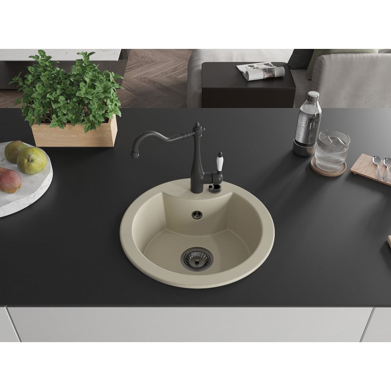 Mexen Diego 1-Becken Granitspüle mit Küchenarmatur Carla, beige - 6512-69-670700-70