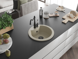 Mexen Diego 1-Becken Granitspüle mit Küchenarmatur Carla, beige - 6512-69-670700-70