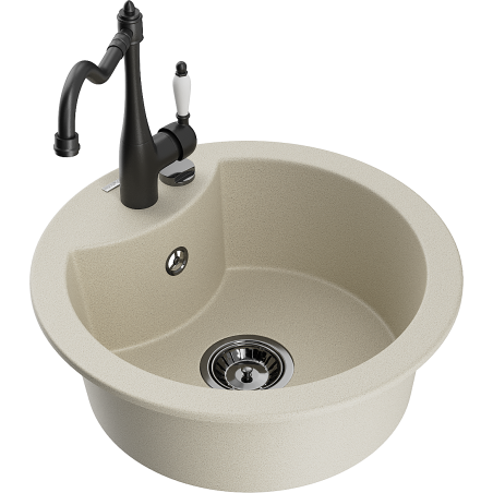 Mexen Diego 1-Becken Granitspüle mit Küchenarmatur Carla, beige - 6512-69-670700-70