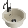 Mexen Diego 1-Becken Granitspüle mit Küchenarmatur Carla, beige - 6512-69-670700-70