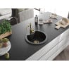 Mexen Diego Granitspüle 1-Becken mit Küchenarmatur Carla, schwarz/silber Metallic - 6512-73-670700-50